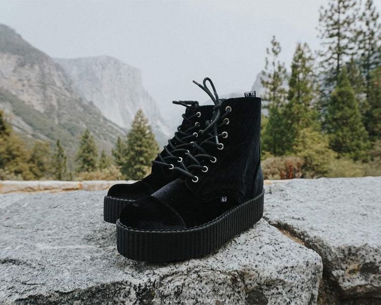 mx T.U.K. Footwear mujer bota viva mondo de terciopelo con 7 ojales negro 6ZJ4Z213 calzado