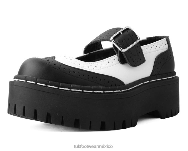 mx T.U.K. Footwear mujer mary jane de dos pisos blanco negro 6ZJ4Z150 calzado
