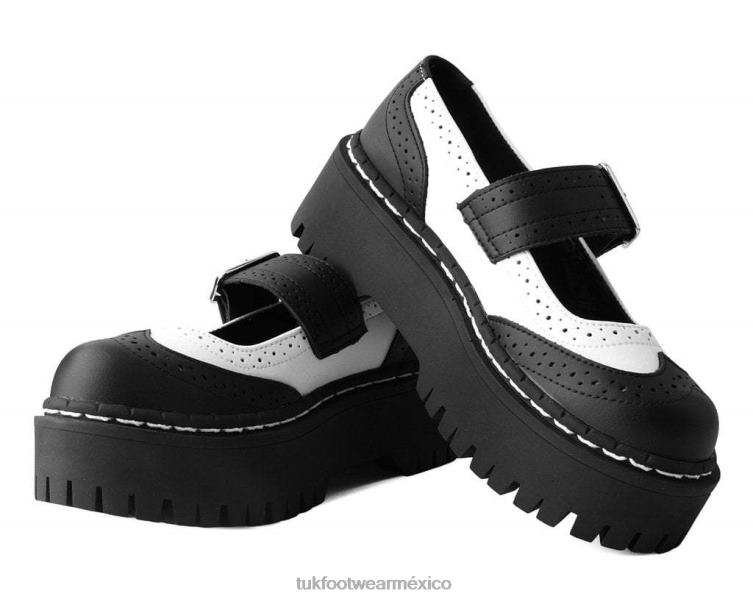 mx T.U.K. Footwear mujer mary jane de dos pisos blanco negro 6ZJ4Z150 calzado