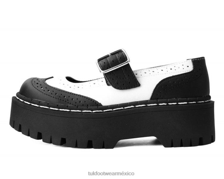 mx T.U.K. Footwear mujer mary jane de dos pisos blanco negro 6ZJ4Z150 calzado