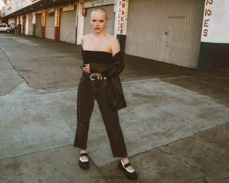 mx T.U.K. Footwear mujer mary jane de dos pisos blanco negro 6ZJ4Z150 calzado