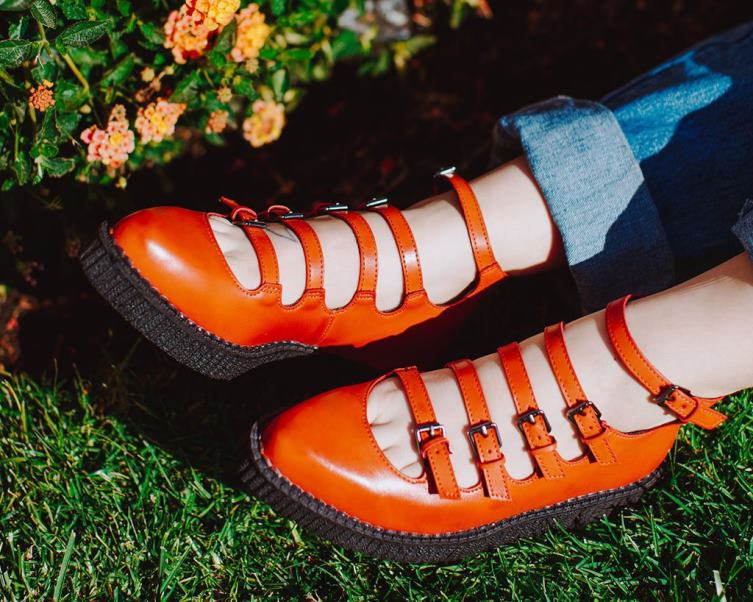 mx T.U.K. Footwear mujer merceditas en punta con múltiples tiras naranja 6ZJ4Z144 calzado