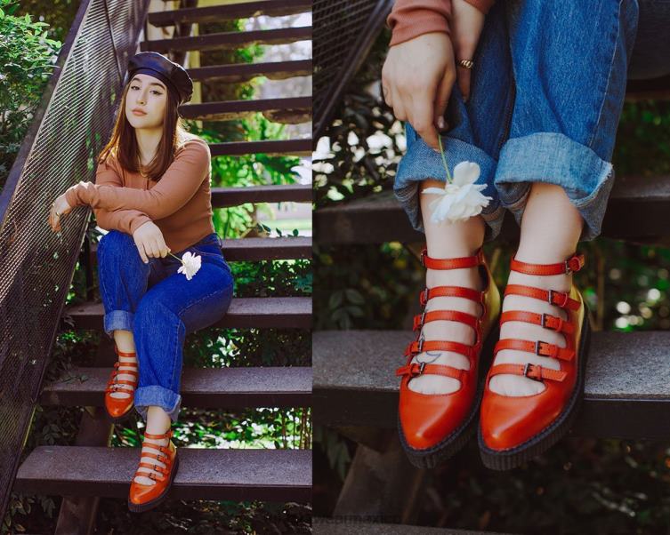 mx T.U.K. Footwear mujer merceditas en punta con múltiples tiras naranja 6ZJ4Z144 calzado