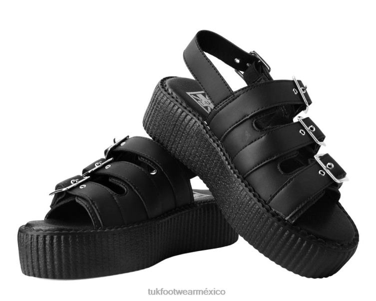 mx T.U.K. Footwear mujer sandalia mondo de 3 hebillas negro 6ZJ4Z304 calzado