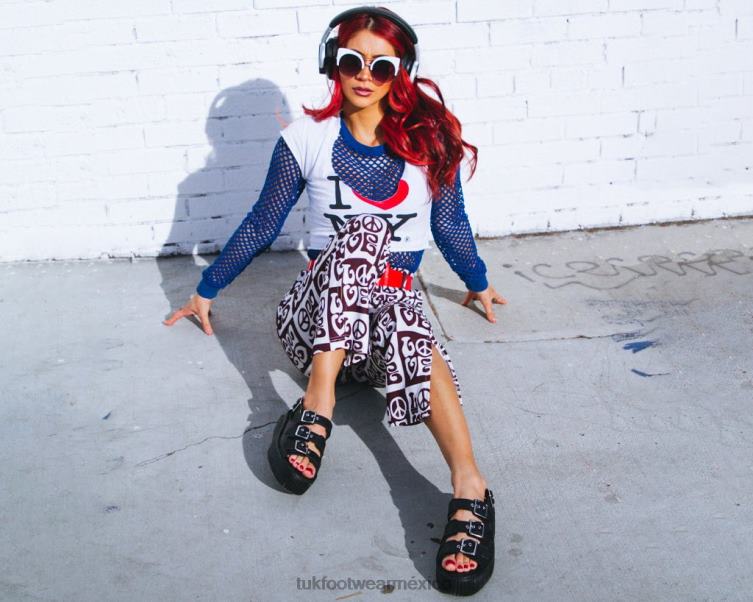 mx T.U.K. Footwear mujer sandalia mondo de 3 hebillas negro 6ZJ4Z304 calzado